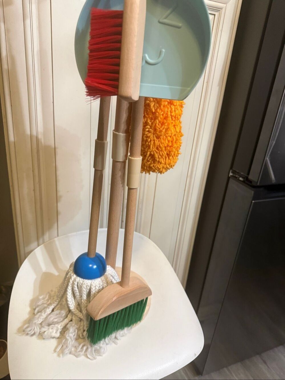 Kids Toddler Wooden Housekeeping Pretend Play Broom Mop Brush Cleaning Toy Set